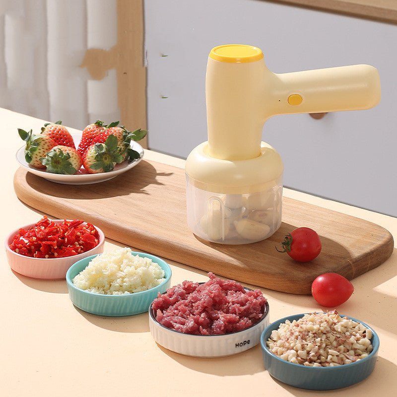 2 In 1 Electric Garlic Chopper USB Rechargeable Vegetable Chili Meat Ginger Masher Handheld Multipurpose Kitchen Gadgets