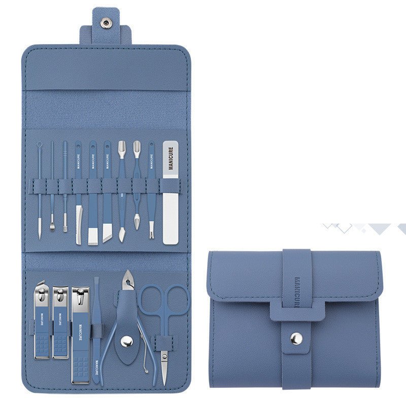 Make Up 16 Pcs Nail Clippers Nail Cutter Nail Scissors With PU Bag Stainless Steel Eagle Hook Portable Tools