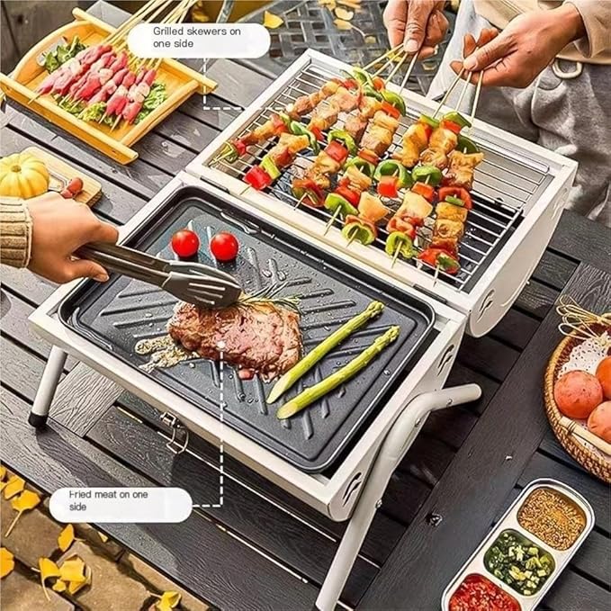 Portable Iron BBQ Grill With Hob